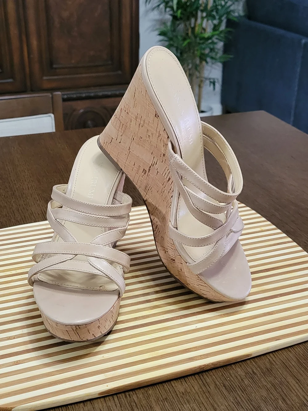 Ivanka Trump Beige Cork Wedge Heels